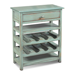 Sunset Trading - 8-Bottle Wine Rack, Distressed Turquoise Finish - Wine Racks