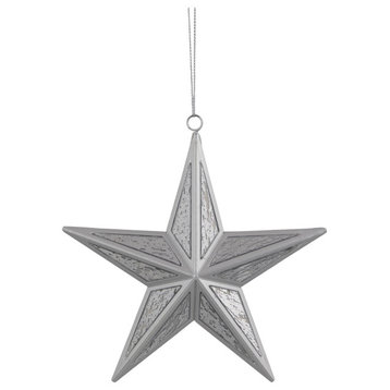 5.75" Silver Crackle Mirror Star Christmas Ornament