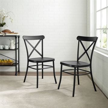 Bowery Hill 30" Metal Dining Side Chair in Matte Black (Set of 2)