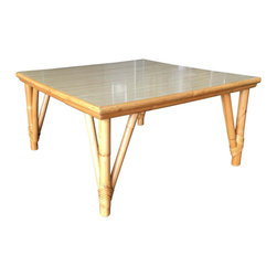 Large Square Rattan Coffee Table with Formica Top - Coffee Tables