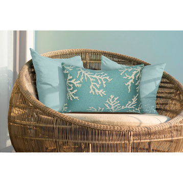 Marina Coral Edge Indoor/Outdoor Pillow Aqua 12"x18"