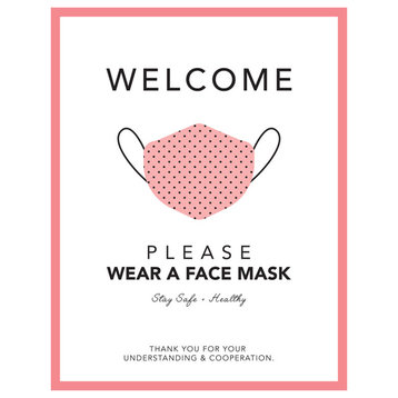 Please Wear A Mask - Wall Sticker Sign - Boutique Style, Coral, Single