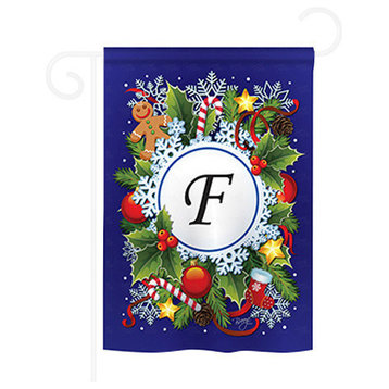 Winter F Monogram 2-Sided Impression Garden Flag