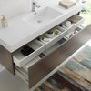 Fresca Mezzo 60" Gray Oak Wall Hung Single Sink Cabinet With Integrated Sink