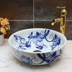 Modern blue white art counter basin - Bathroom Sinks