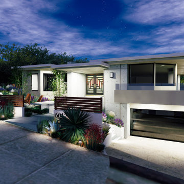 3D rendering for a landscape project - A night time visual of the front yard