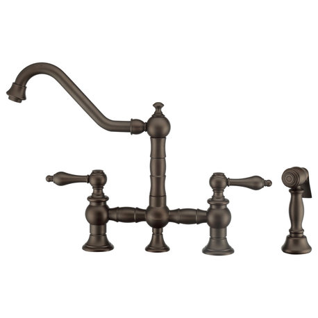 Vintage III Plus Bridge Faucet With Long Traditional Swivel Spout, Lever Handles