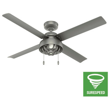 Hunter 2-Light 52" Indoor/Outdoor Ceiling Fan in Matte Silver