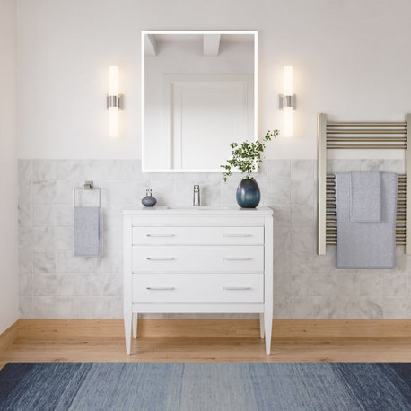 Eiffel Bathroom Vanity, White, 36", Single Sink, Freestanding