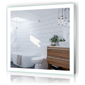Vanity LED Lighted Backlit Wall Mounted Bathroom Mirror, 36x36", 2 Buttons