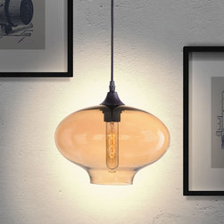 Zuo Borax Ceiling Lamp Black & Amber - SKU: 98259 - Pendant Lighting