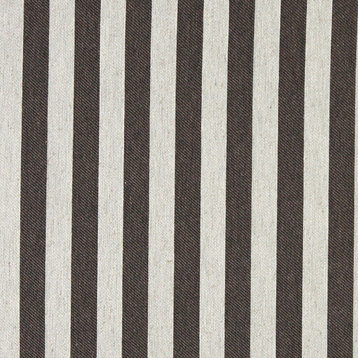 Taupe and Off White Striped Linen Look Upholstery Fabric By The Yard