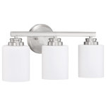 Craftmade - Bolden 3-Light Bathroom Vanity Light in Brushed Polished Nickel - Bold clean lines with your choice of clear seeded or white frosted glass shades complement the graceful shapes of the Bolden collection setting the stage for a look that is luxurious and effortless.  This light requires 3 , . Watt Bulbs (Not Included) UL Certified.