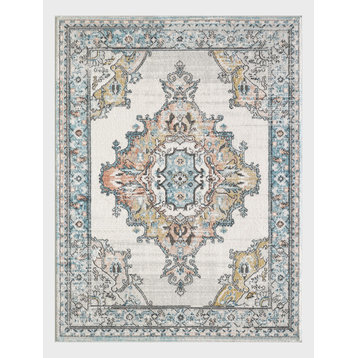 Freling 3'1" x 5'3" Cream and Blue Area Rug