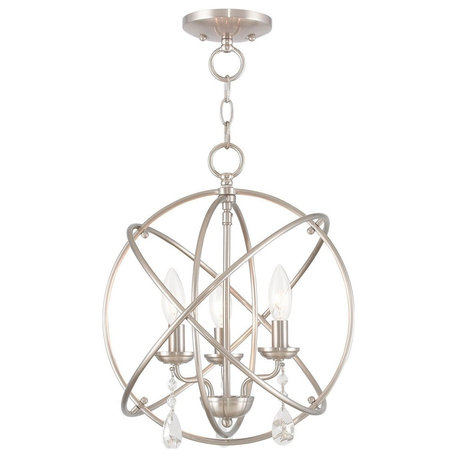 Aria 3-Light Mini Chandelier/Ceiling Mount, Brushed Nickel