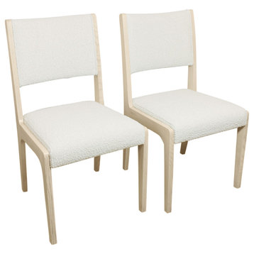 Ash Boucle Upholstered Side Chair, Ivory, Set of 2
