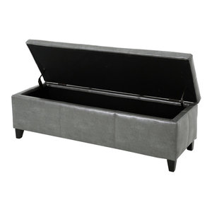 Gdf Studio Stratford Black Leather Storage Ottoman Bench