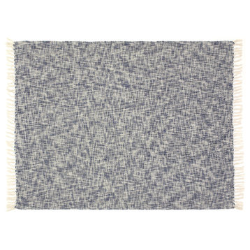 Luxurious Soft Aqua Blue White Tassel Throw Blanket, Soft Comfy Sofa Cotton