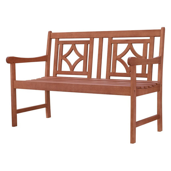 VIFAH V1833 Versailles Diamond Rustic Eucalyptus Wooden Bench for 2 Seaters in Entry Way