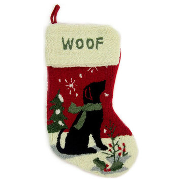 Hooked Christmas Stocking With Dog