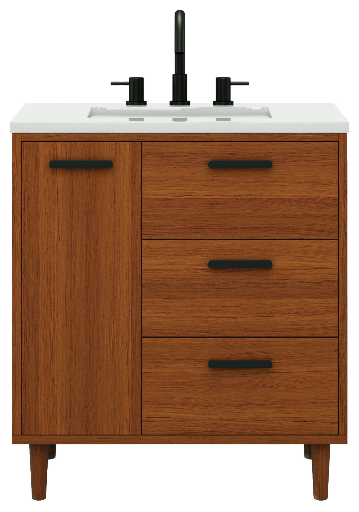 The Bailey Bathroom Vanity, Teak, 30", Single Sink, Freestanding