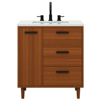The Bailey Bathroom Vanity, Teak, 30", Single Sink, Freestanding