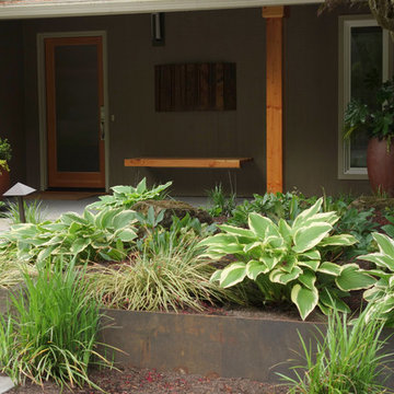 Modern Entry Garden with Private Sitting Area