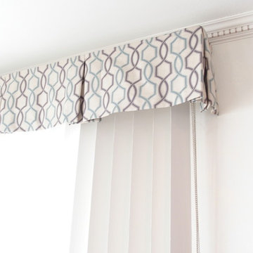 Box Pleat Valances on large windows by the water