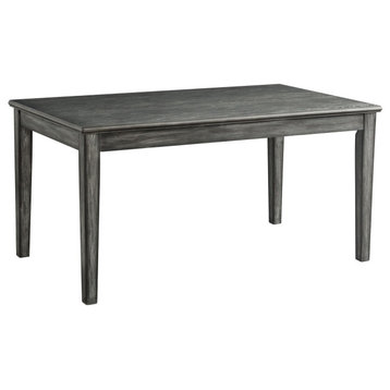 Transitional Dining Table, Large Rectangular Top & Extension Leaf, Gray Finish