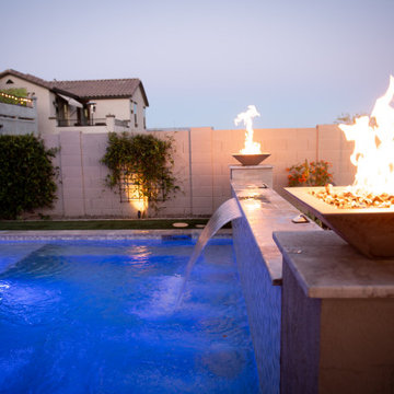 Fire pots/water feature