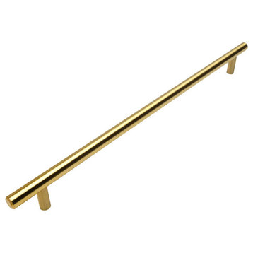 European Style Brushed Brass Bar Pulls, 12-5/8" Hole Centers