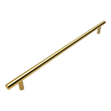 European Style Brushed Brass Bar Pulls, 12-5/8" Hole Centers