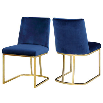 The Josephine Velvet Dining Chair, Navy and Gold (Set of 2)