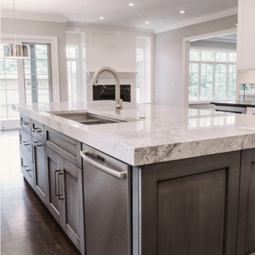 Clarendon Hills, IL Transitional Kitchen | Gray Island