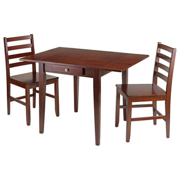 Hamilton 3-Pc Drop Leaf Table With Ladder-Back Chairs, Walnut