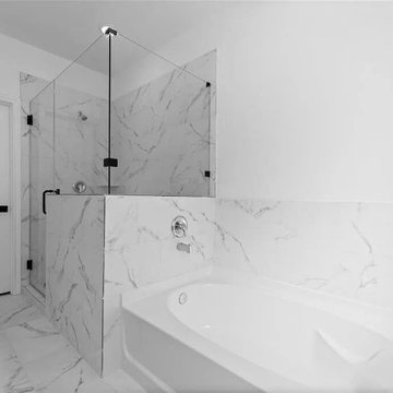 Bathroom remodeling with walk-in shower and a garden garden