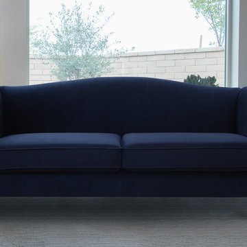 Elaine Camel Back Sofa, Dark Navy Blue
