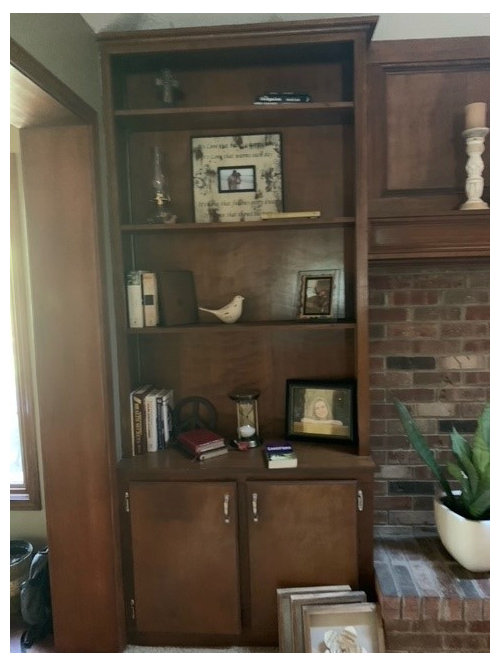 HELP Dark wood built ins, brick fireplace, dark furniture, no windows!