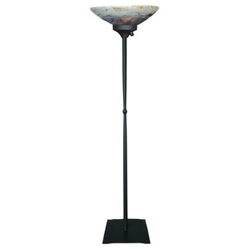 Cottonwood Torchiere with Glass Shade, Dove Gray