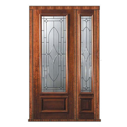 Prehung Sidelite Door 96 Mahogany Bourbon 1 Panel 3/4 Lite Glass - Front Doors