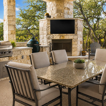 Outdoor Kitchen & Fireplace Gathering Space