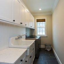 White Counter. White Wood Black Floor