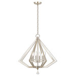 Livex Lighting - Diamond 6-Light Chandelier, Polished Nickel - The Diamond six light polished nickel chandelier lets you explore a new facet of your design sense. Shaped like a diamond, this contemporary six light chandelier is like jewelry for your home's interior.