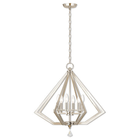 Diamond 6-Light Chandelier, Polished Nickel