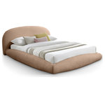 Meridian Furniture - Genesis Upholstered Bed, Beige, Teddy Fabric, Queen - Refresh your bedroom with the Genesis tan faux shearling teddy fabric queen bed, upholstered in soft plush. The rounded headboard, rails, and footboard create the illusion of a floating bed, introducing a sleek contemporary touch to your space. Combining comfort and style seamlessly, this bed's luxurious fabric and innovative design make it a standout centerpiece. It's perfect for enhancing both the elegance and relaxation of your bedroom.
