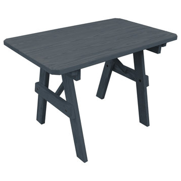 Pressure Treated Pine Traditional Picnic Table, Charcoal Stain, 4 Foot, With Umbrella Hole