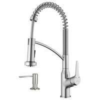 Karran 1-Handle Pull-Down Kitchen Faucet With Soap Dispenser, Stainless Steel