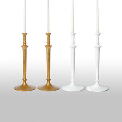 Molded Plaster Candlesticks, Set of Two - Candleholders