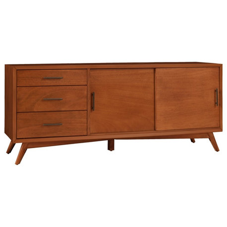 Catania Modern / Contemporary Large Wood TV Console in Acorn Brown