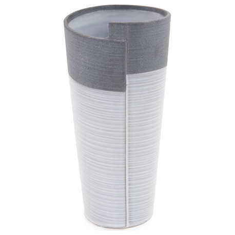 Rolled Two Tone Gray Vase, Large